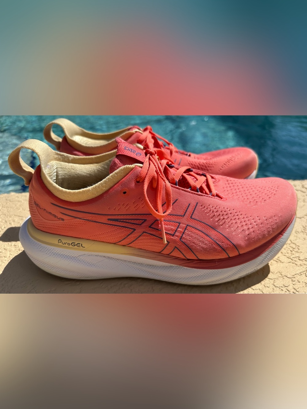 Asics Gel-Nimbus 25 Papaya Dusty/Peach Wide Running Shoes Women’s Size 11 Clean